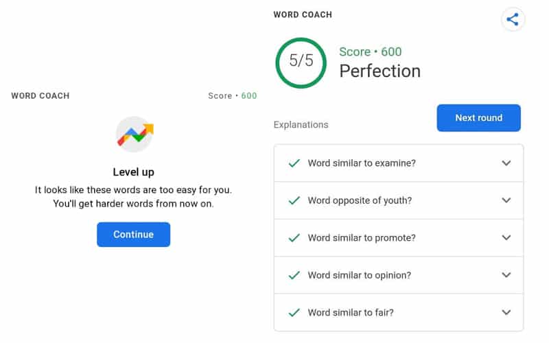 Google word coach